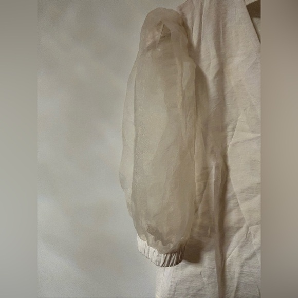 Topshop-ORGANZA SLEEVE BLOUSE IN IVORY - Picture 5 of 7